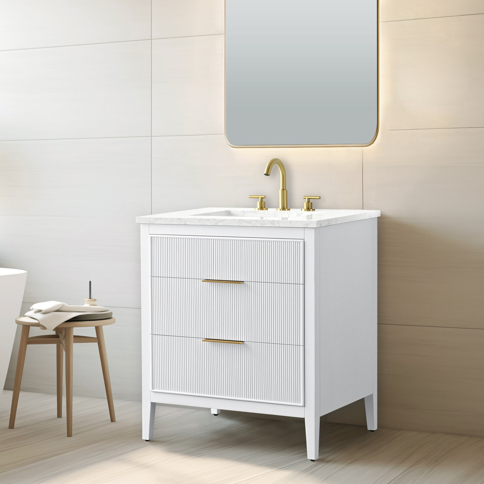 Bilroy 30'' Single Sink Bathroom Vanity , White