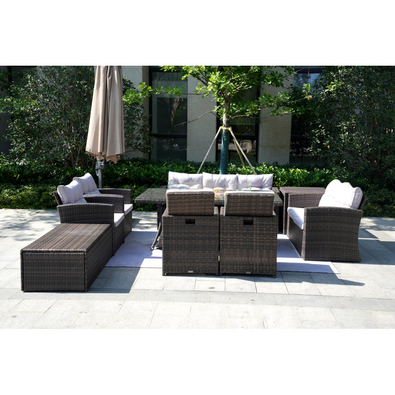 9 - Person Patio Conversation Set with Cushions