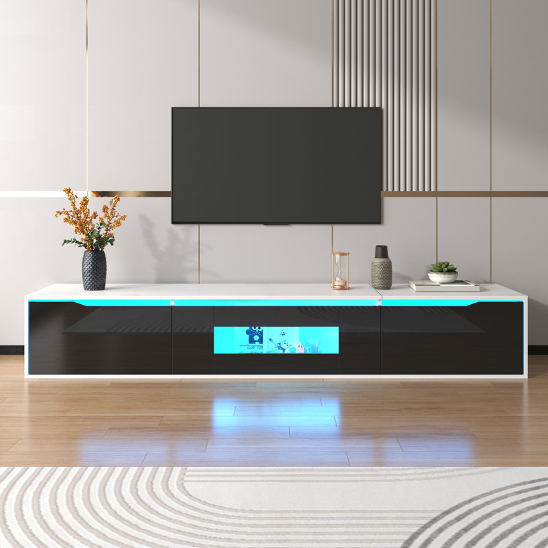 TV Stand for TVs up to 65", White/High Gloss Black