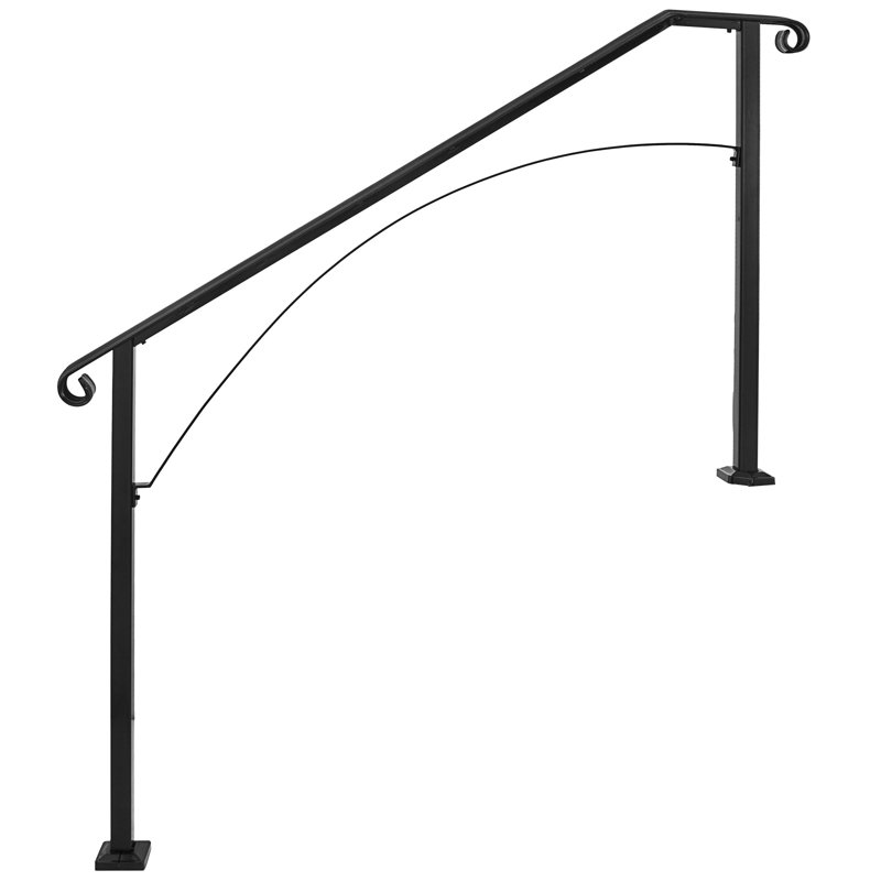 Iron Handrail Arch Hand Railing Rail Black For Garden Paver Steps, 99.8cm H x 144.8cm W x 10.9cm D