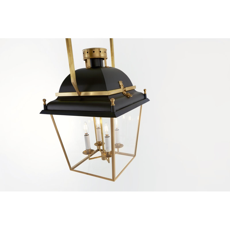 Chapman & Myers Coventry Lantern, Matte Black/Gold, 27.25" H x 14" W x 14" D
