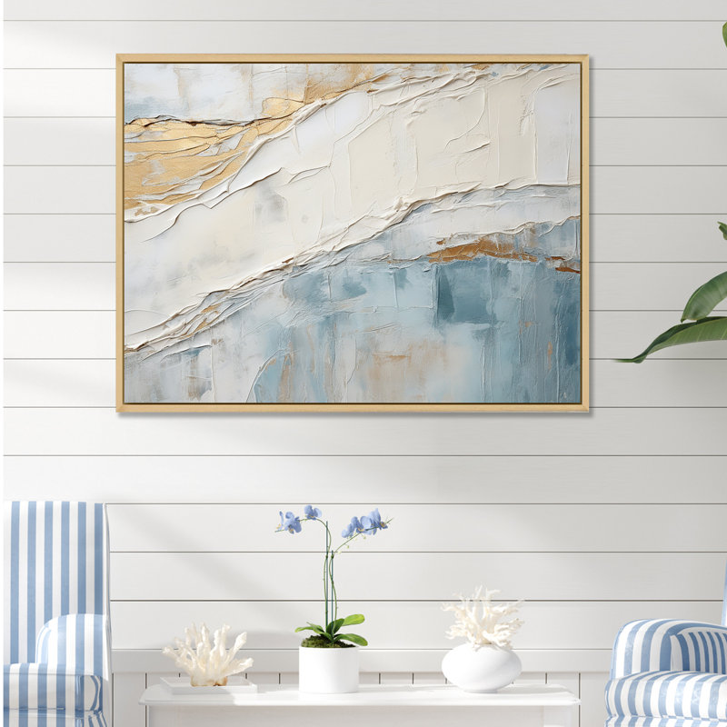«Chrysi - Coastal Minimalisme», reproduction sur toile encadrée, H 30 po x l 40 po x P 1,5 po, Cadre naturel flottant