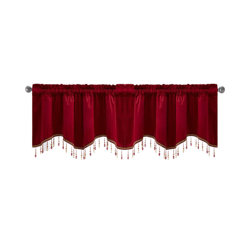Panneaux de tringle à motif de rideaux à franges élégants de style Kondieu, Red