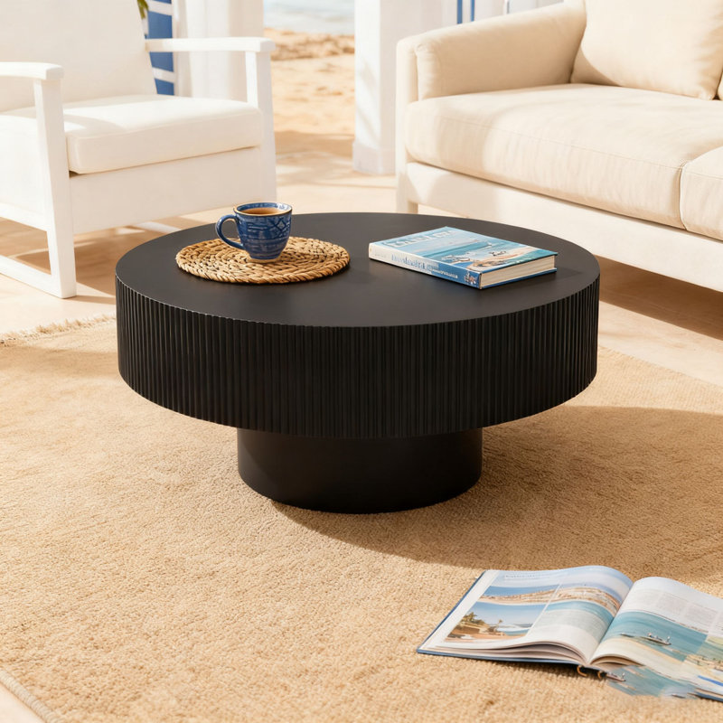Table basse ronde avec piédestal robuste
