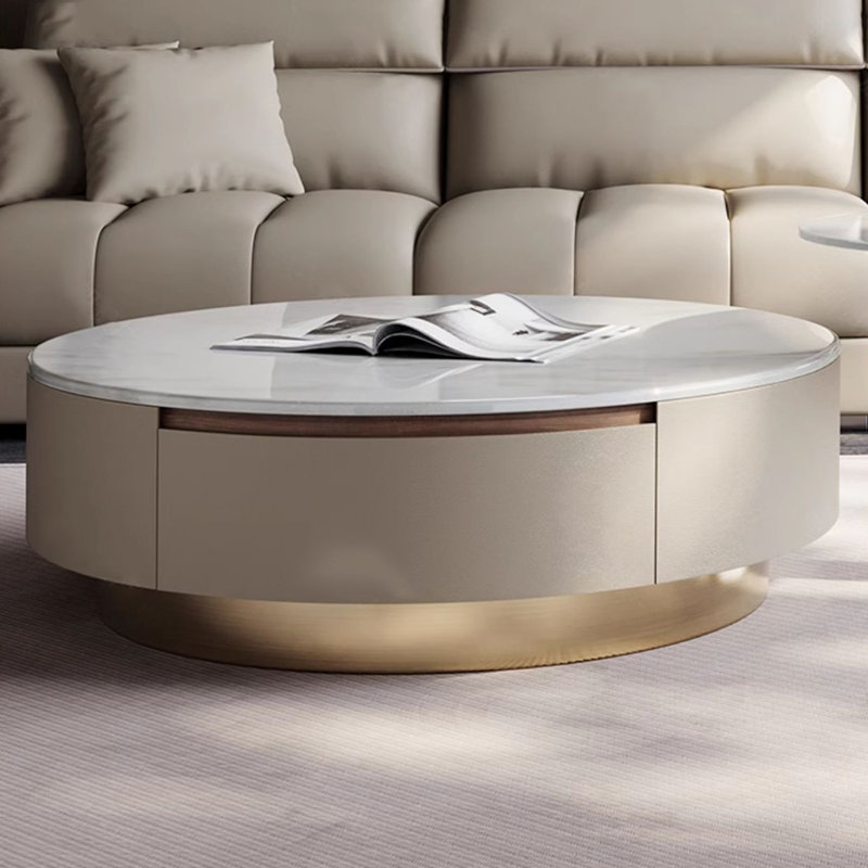 Table basse lumineuse de luxe en marbre, H 15,7 po x L 31,5 po x l 31,5 po
