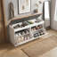 Banc de rangement rembourré pour chaussures avec armoire à 2 niveaux-931826813