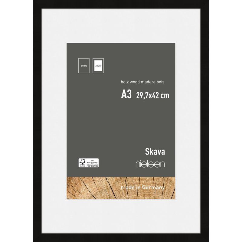 nielsen Skava Wooden Picture Frame, Black, 42cm H x 29.7cm W x 2cm D