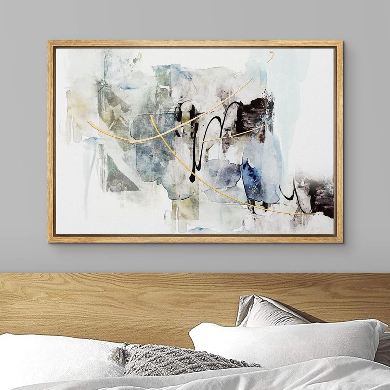 "Pastel grunge or noir sarcelle peinture coup de paysage abstrait formes d'art moderne" sur, Naturel, H 24 po x l 36 po