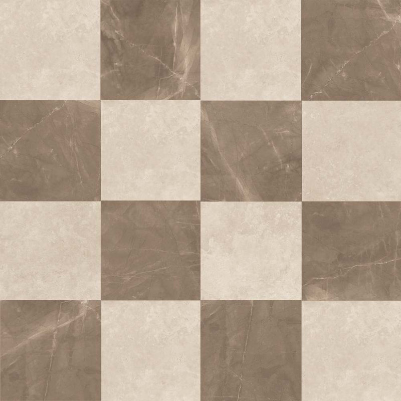 Windsor Checkerboard 12" x 12" Porcelain Tile, Bronze & Crema Marfil