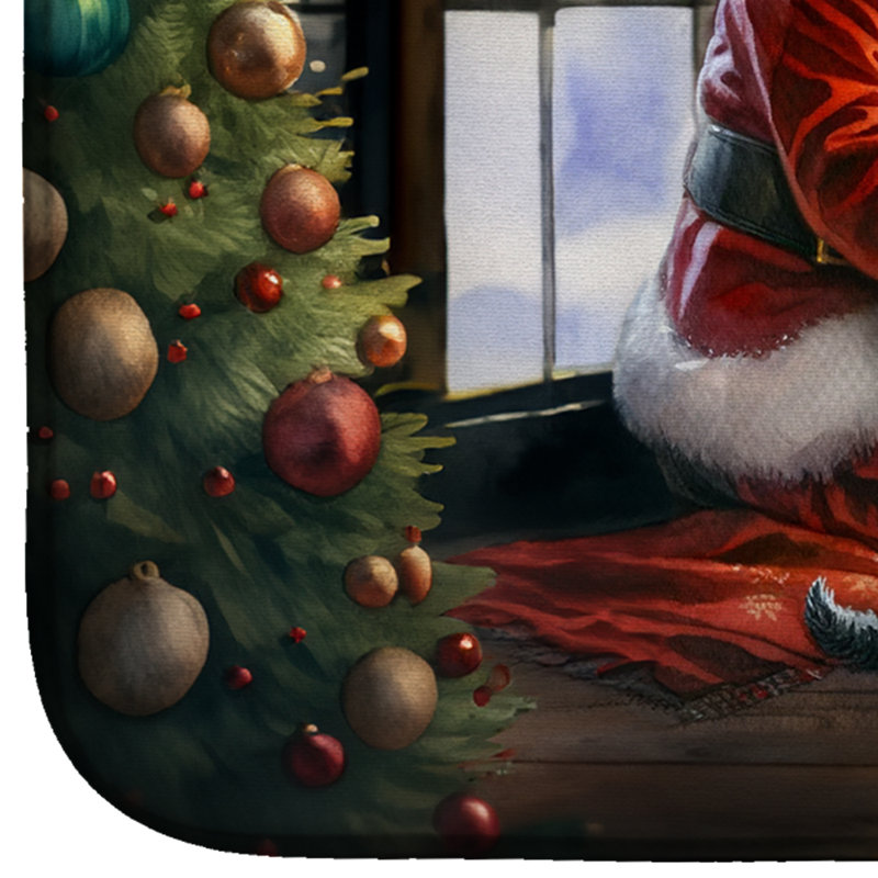Tapis de vaisselle Schnauzer and Santa Claus