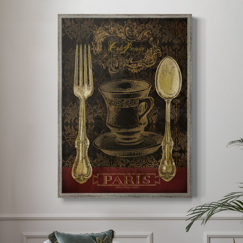 Café Parisien, reproduction encadrée - bois massif, H 11 po x l 9 po