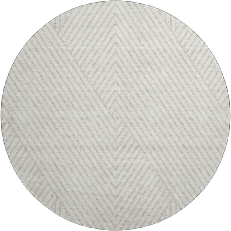 Premium Machine Washable Prisco Ivory Rug, Round 8'