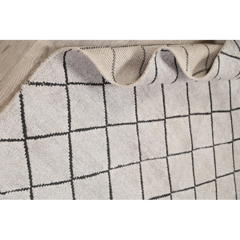 Tapis décoratif en laine noué à la main de conception unique Ivoire 5 pi x 6 pi 10 po New Age