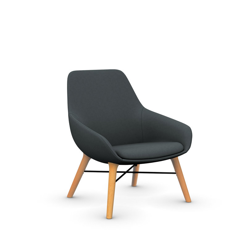 Fauteuil rembourré Lilly de 9 à 5 places Lilly, Revêtement en polyester gris, Érable
