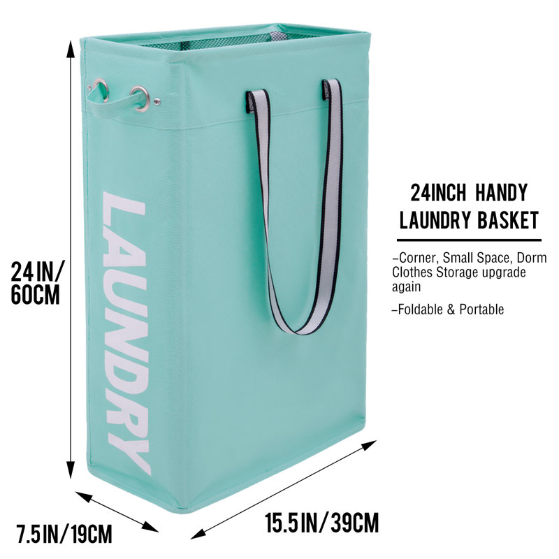 Fabric Laundry Hamper with Handles, Light Blue