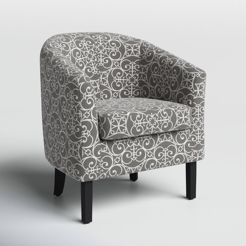 Fauteuil demi-tonneau de 26,77 po Munson, Gris / lin blanc