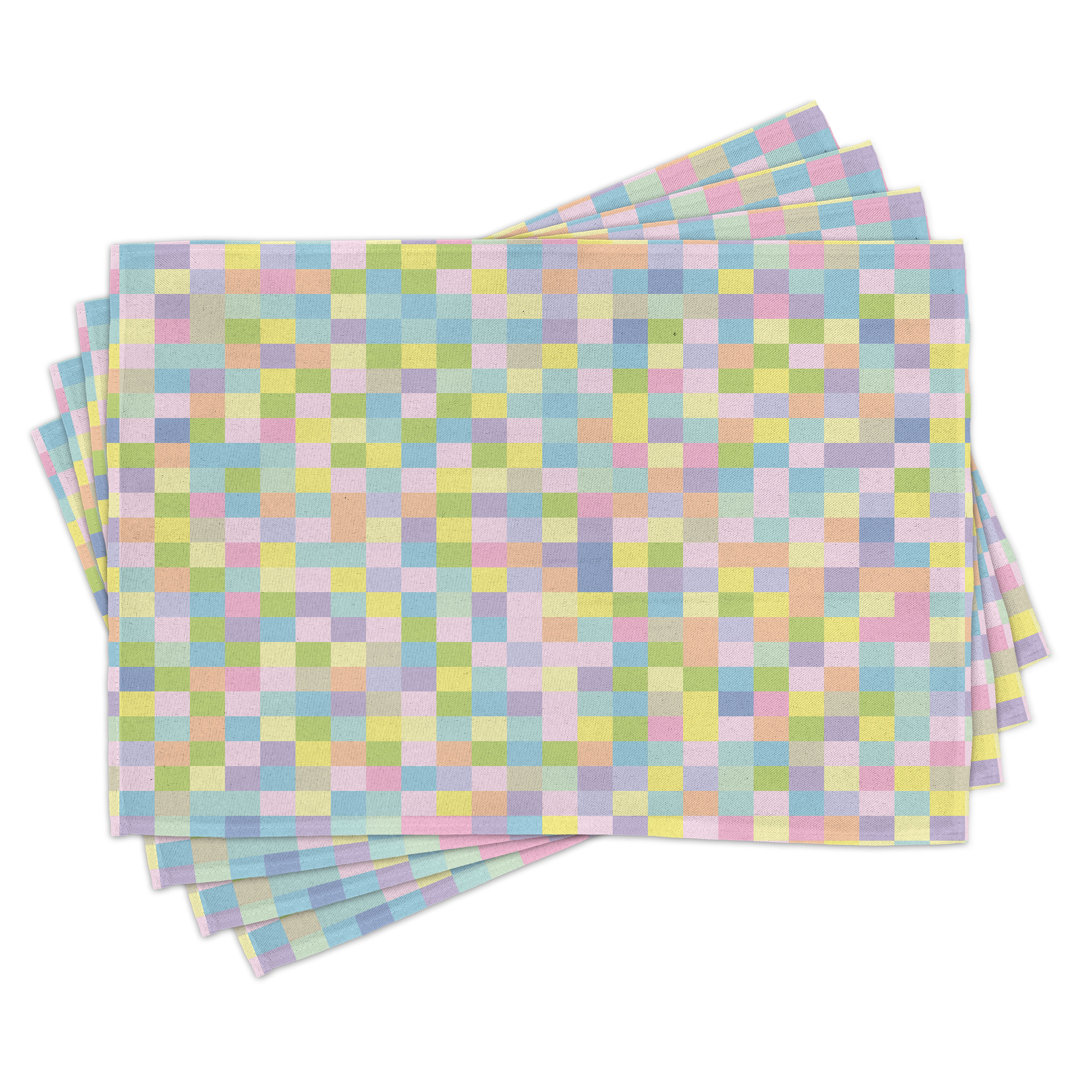 Platzmatten, Bunte Quadrate Mosaik, Pastell, Mehrfarbig