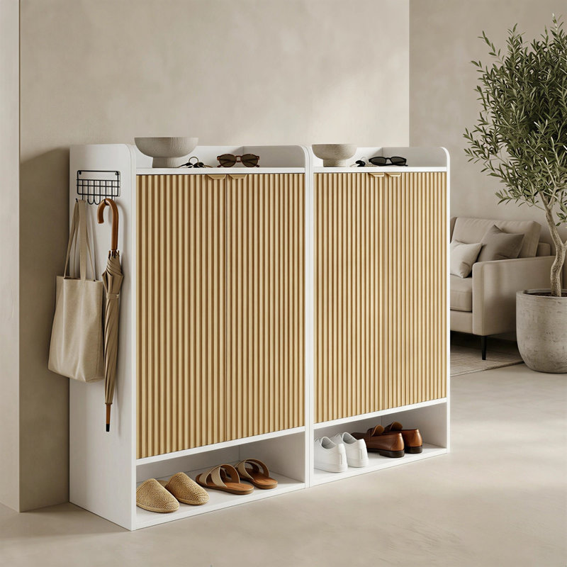 45"*31"*15" Extra Deep Fluted Shoe Cabinet（Set Of 2）