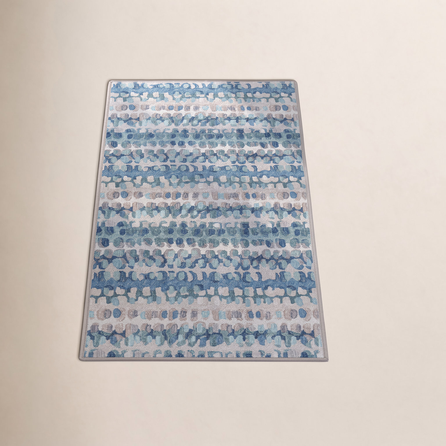 Paint Chip Blue Machine Printed Washable Rug, Runner 2'6" x 8'