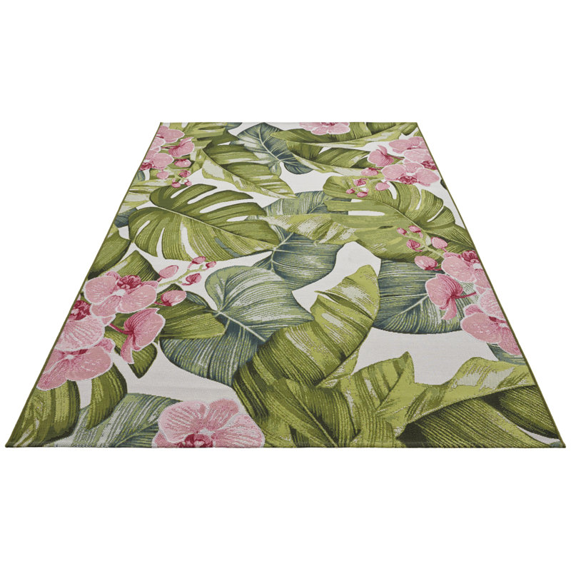Pink/Green Indoor/Outdoor Rug, Rectangle 160 x 235cm