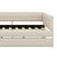 Lit plateforme tapissier avec tablettes de rangement, bureau, station de charge et lit gigogne-12812835
