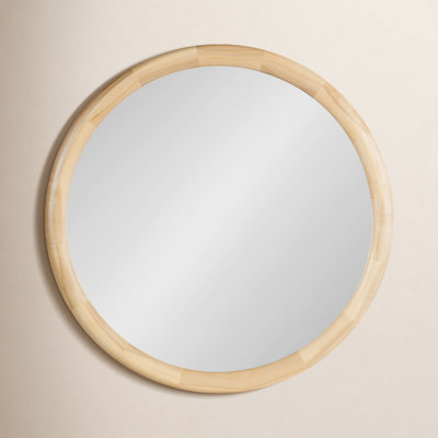 Breezewood Wooden Round Bathroom Wall Mirror