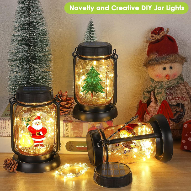 4 Pack Solar Hanging Lantern With Stakes, Gold