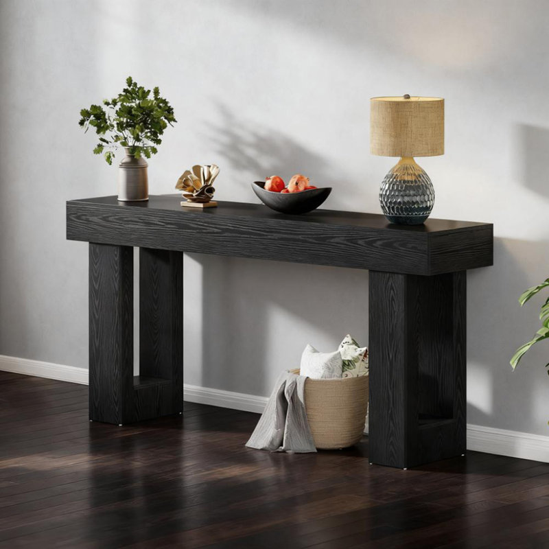 Rectangular Console Table, Sofa Side Table, Black