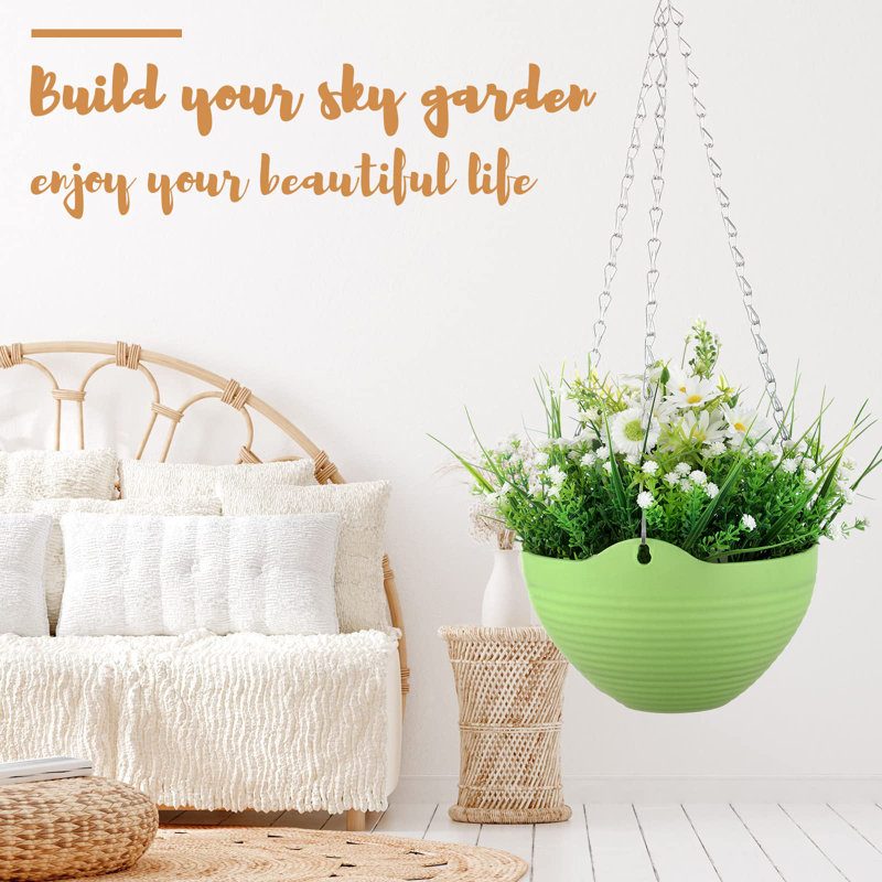 Colorful Resin Self-Watering Hanging Planters with Metal Chain, 8 Inch, 16 Pack