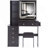 37" Middle Size Left Bedside Cabinet Vanity Table   Cushioned Stool Dresser Set, 2 AC 2 USB Socket, Hair Dryer Stand, Large Touch Control LED Sliding Mirror, 3-Color Switch-2132341241