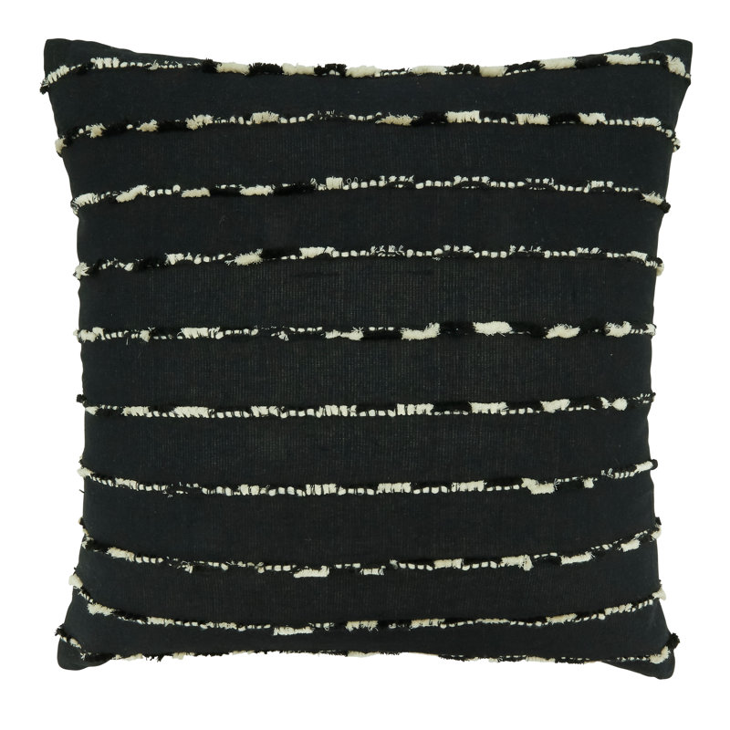 Beige and Black Down-Filled Stripe Design Throw Pillow