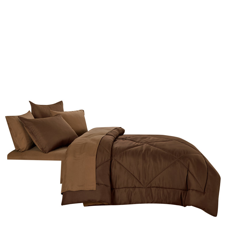 Ensemble d'édredon réversible 7 pièces 7 pièces, Édredon simple et 5 pièces supplémentaires, Brun