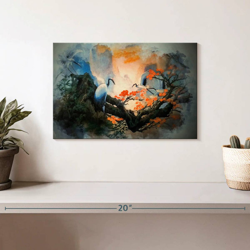 Japanese Birds, 8" H x 12" W