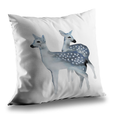 Blue Fawns - Minimalist Blue Poly Twill Throw for Home Decor