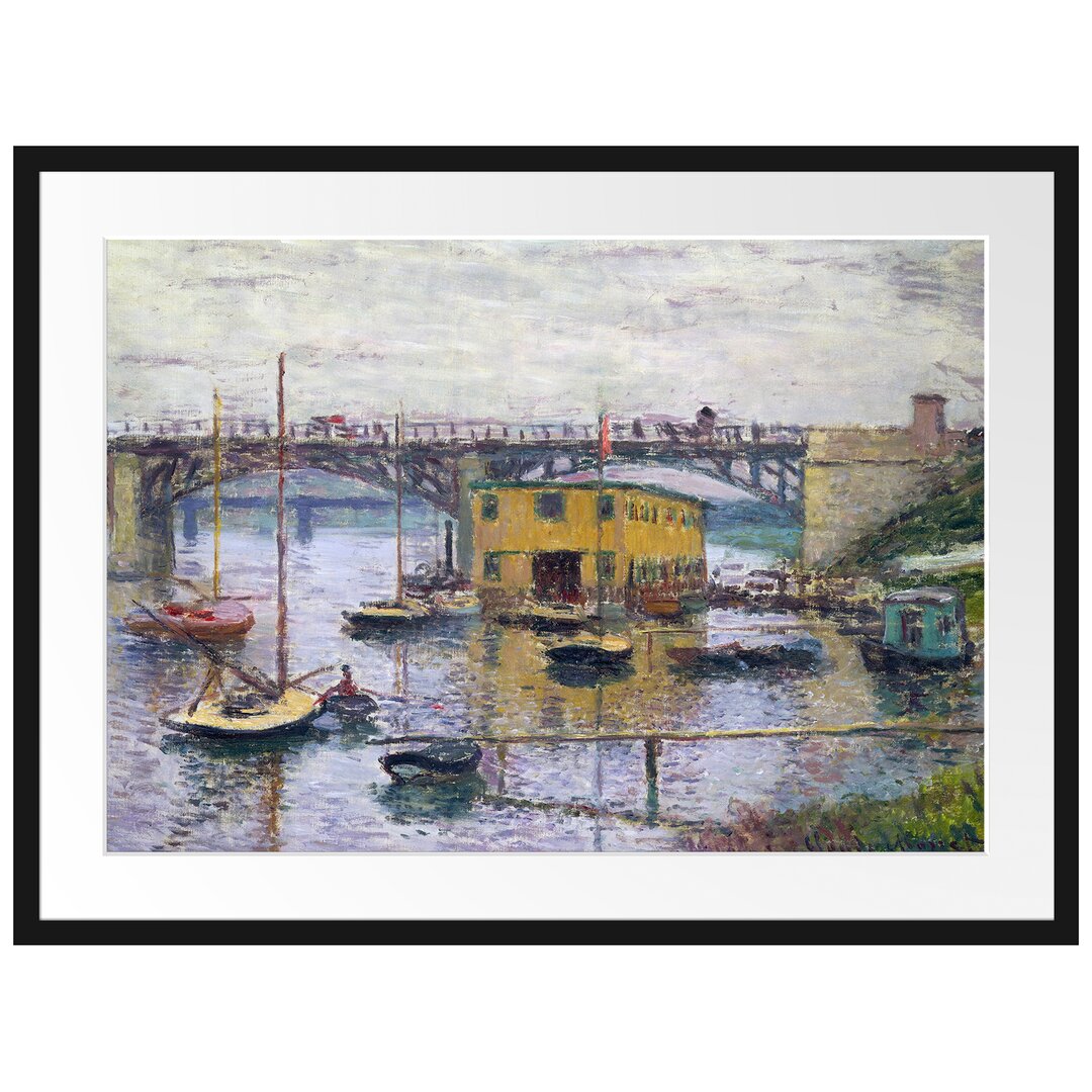 Gerahmtes Plakat Brücke bei Argenteuil auf einem Grau von Claude Monet