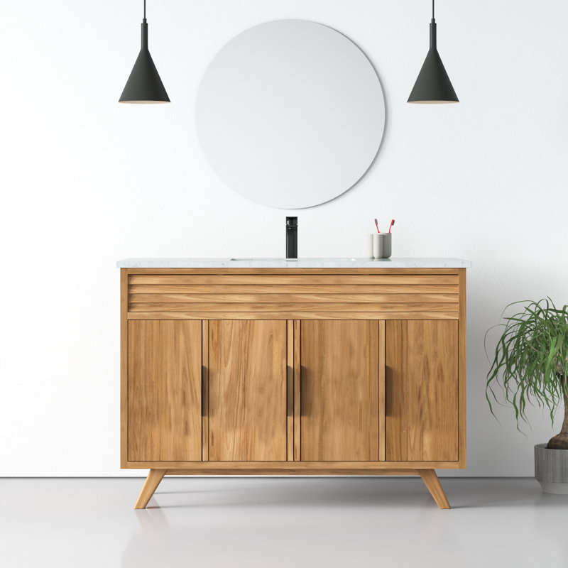 Hoult 48'' Single Bathroom Vanity Base Only, Natural Teak