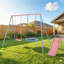 XNS107 Two Swing Set With Slide Blue And Pink For Outdoor Kids Playground