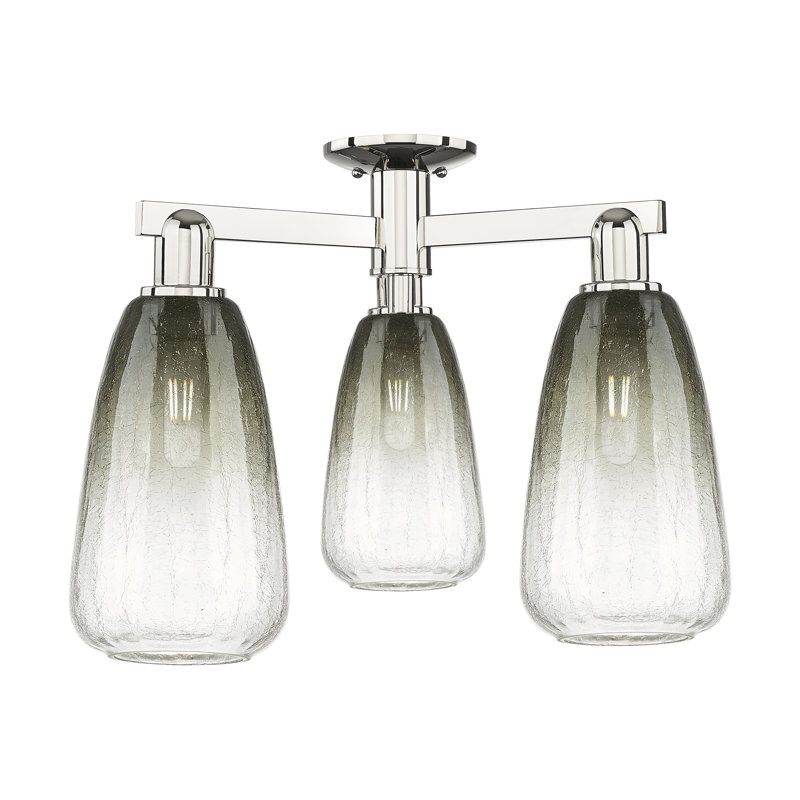 Jacquette - 3 Light Semi-Flush Mount, Slate, Polished Nickel