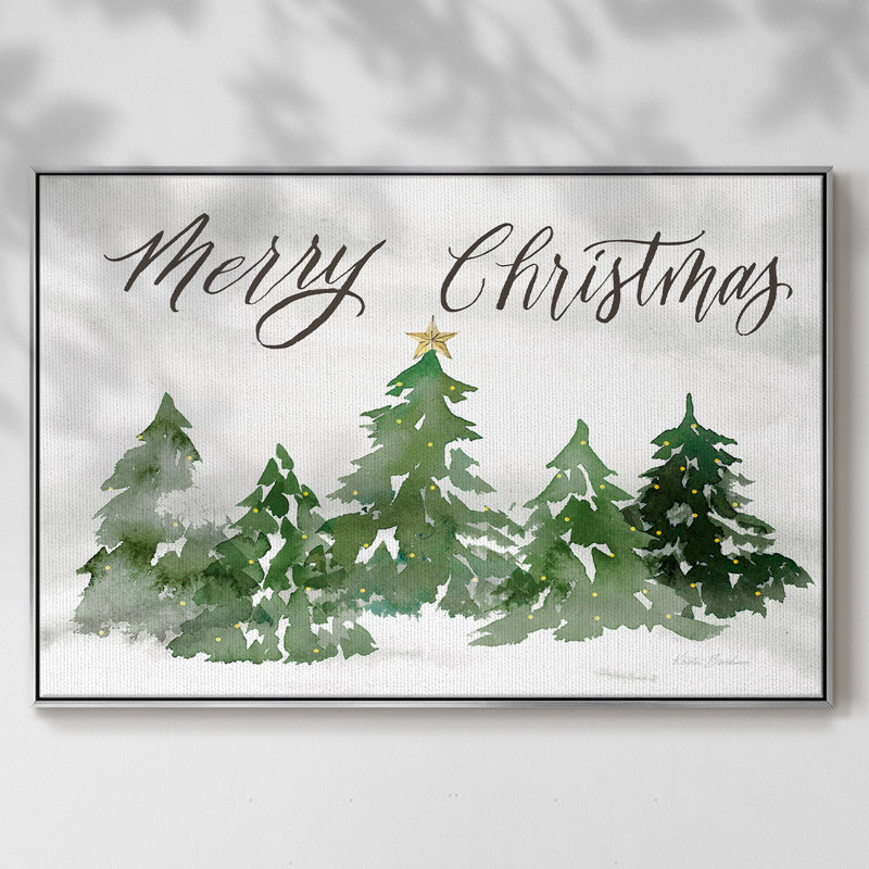 Merry Christmas - Toile tendue avec châssis, Argent, H 25 po x l 37 po x P 2 po