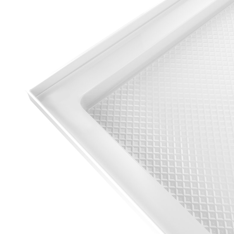 DreamLine SlimLine 36 inch D x 60 inch W x 2 3/4 inch H Single Threshold White Alcove Shower Base with 2 inch Brushed Nickel Left Round Drain