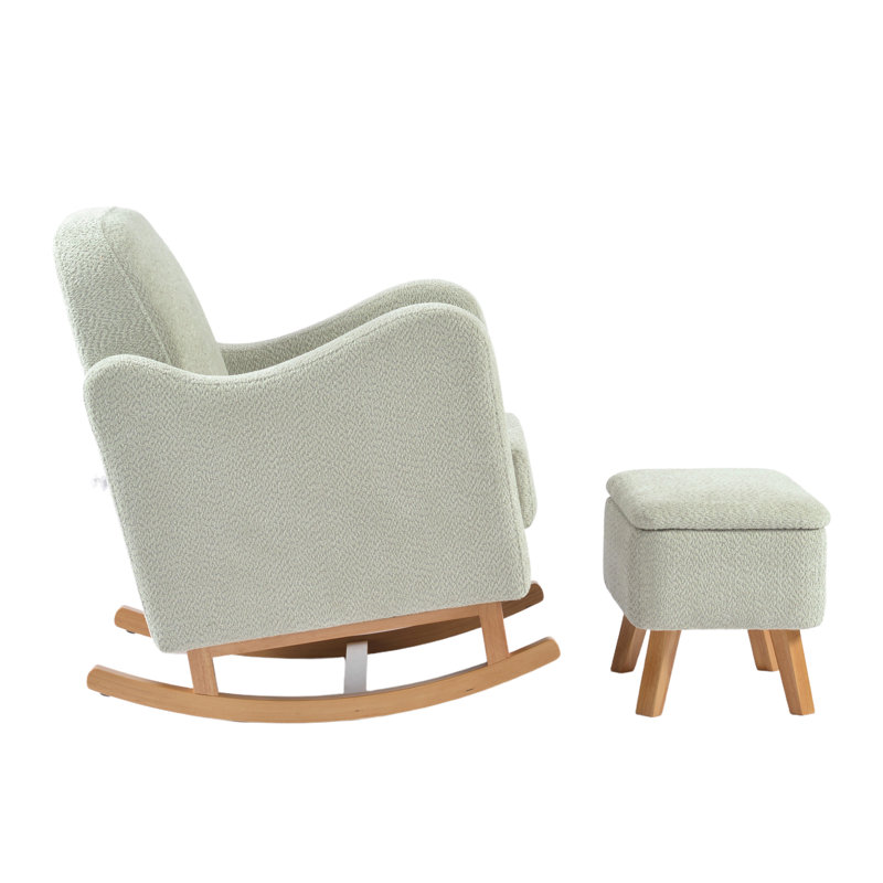 SOOTHER ROCKING NURSING CHAIR & STOOL, SAGE BOUCLE