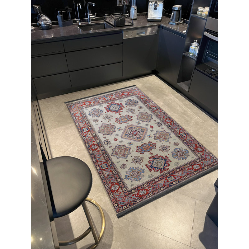 Tapis décoratif rétro multicolore à motifs clairs et à motifs de franges, Tapis de couloir 3 pi 9,81 po x 9 pi 10,11 po