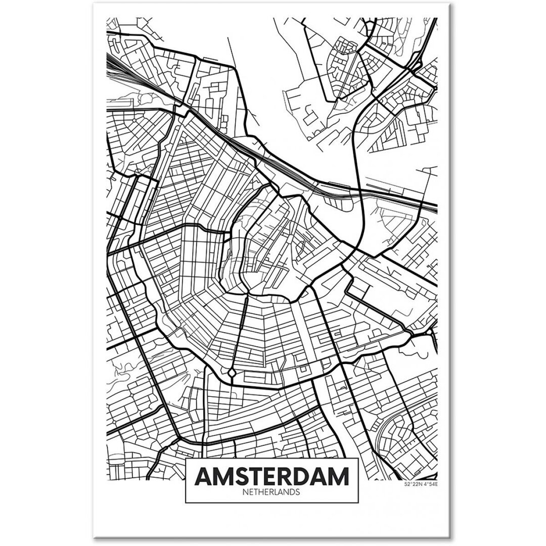 Leinwandbild Karte von Amsterdam