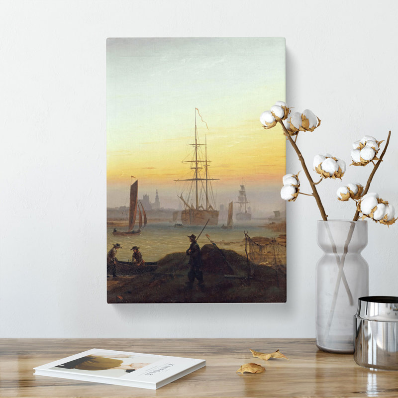 The Port Of Greifswald by Caspar David Friedrich - Wrapped Canvas, 76cm H x 50cm W x 3cm D