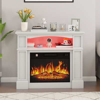 17 Stories 100 cm W White Electric Fireplace with 6284.3 BTU