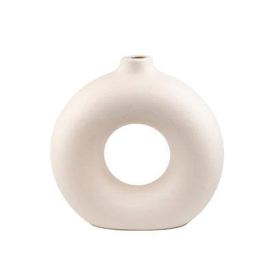 Elegant Ecru Ceramic Vase, 11.8 x 3.9 x 11.8 inches | 100% High-Quality Ceramic, Perfect for Home Decor, Floral Arrangements & Centerpieces | Stylish Design to Enhance Any Room's Aesthetic