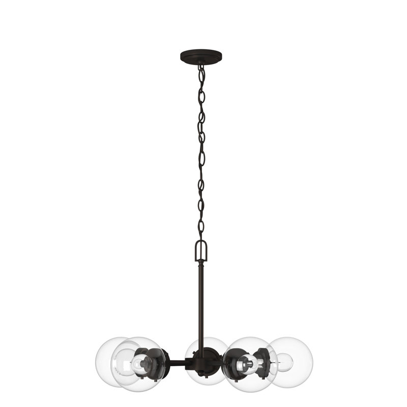 Lustre à 5 lumières à abat-jour Reegan, Bronze huilé