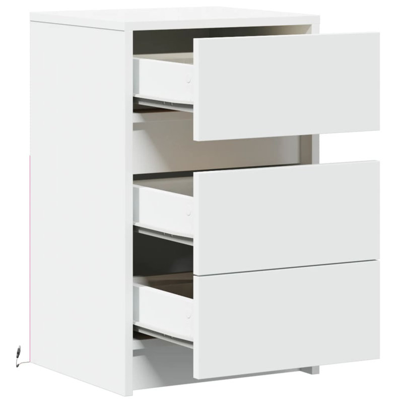 Dawens 38cm W Manufactured Wood Bedside Table, White