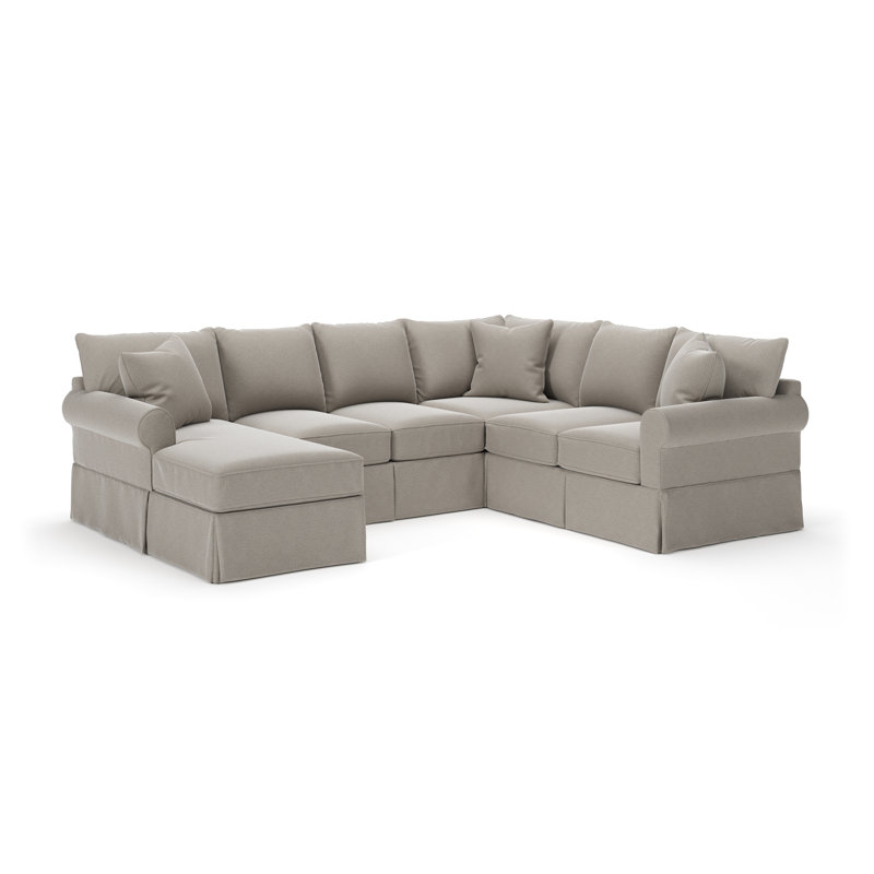 Canapé modulaire de trois articles avec housse Amari, Orienté vers la gauche, Tissage natté lin Drusky Sustain®