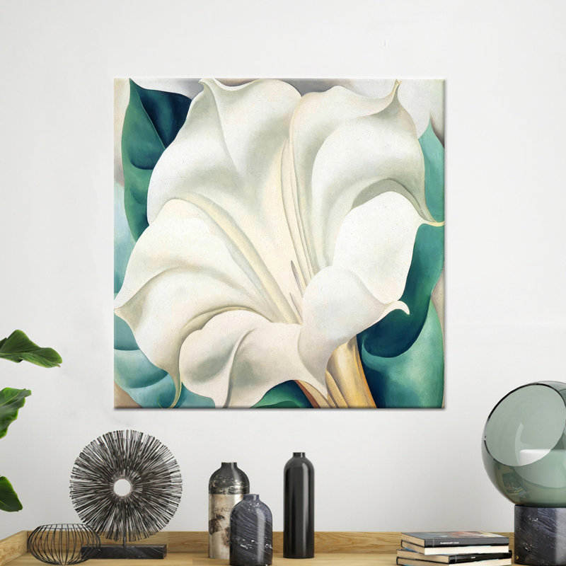 Toile imprimée: Décoration murale florale moderne avec des fleurs blanches élégantes, 1P WhiteFramedCanves